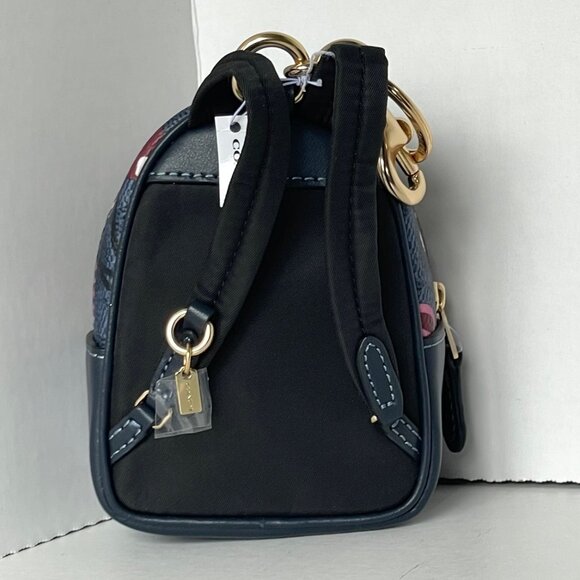 Coach Mini Court Cherry Backpack Bag Charm CZ086 Keychain Signature Canvas Blue - Picture 3 of 11